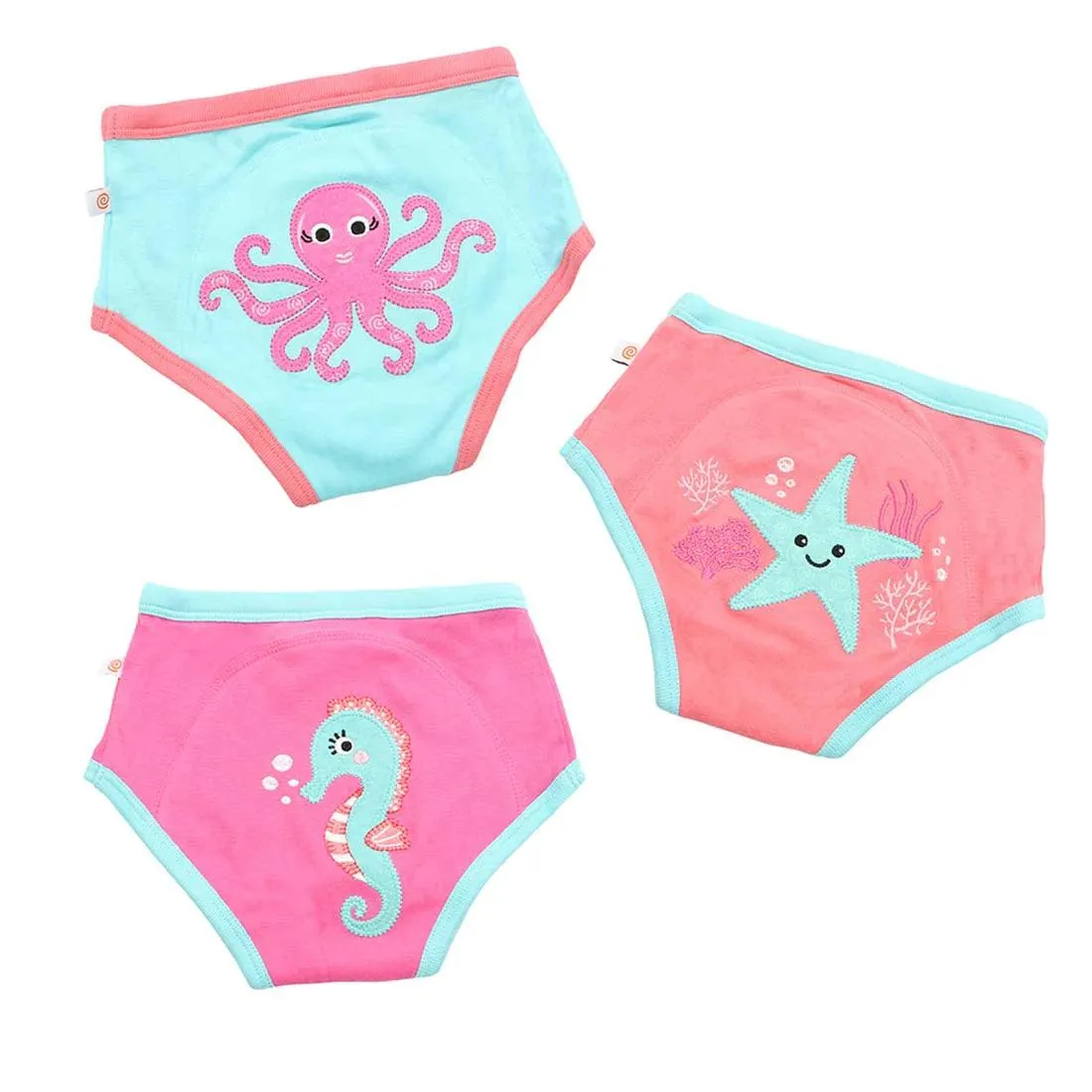 3 Piece Organic Potty Training Pants Set - Girls - Ocean Gals