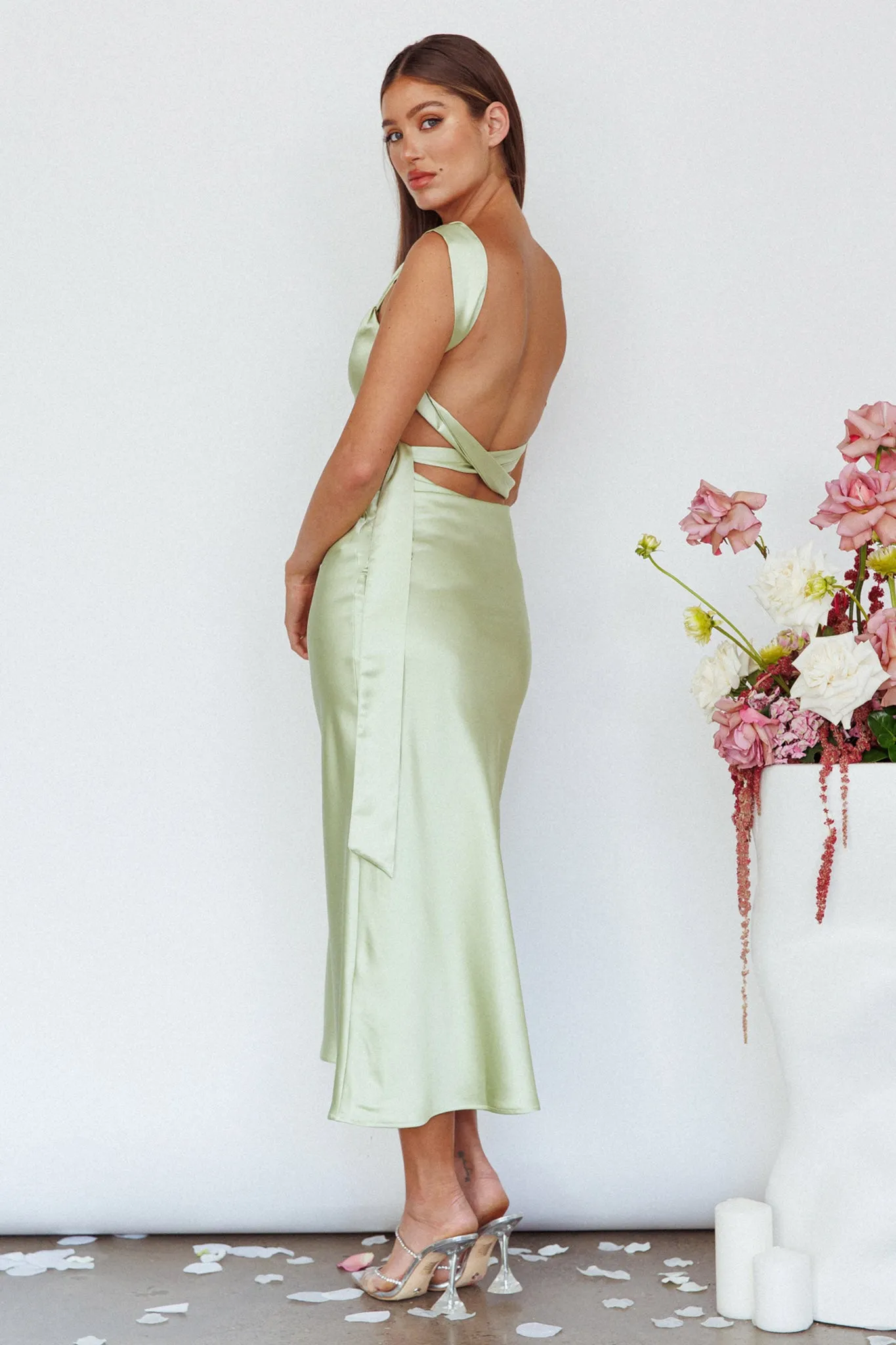 Amielle Open Back Midi Dress Mint