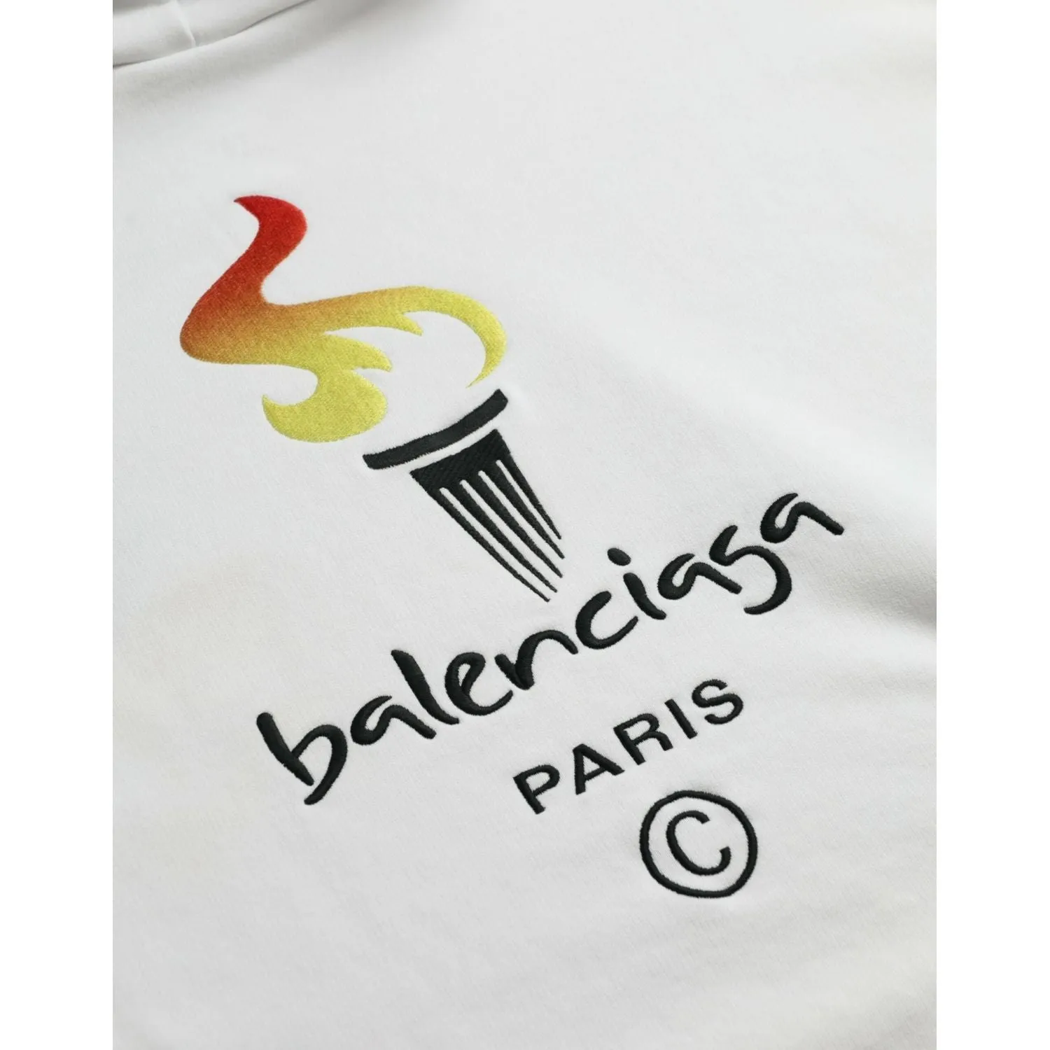 Balenciaga White Cotton Logo Hooded Pullover Sweatshirt Sweater