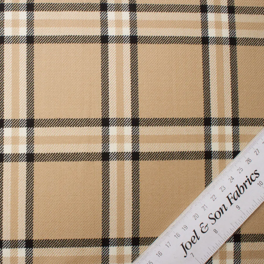 Beige & Black Pure Wool Tartan