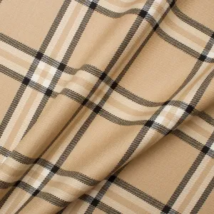 Beige & Black Pure Wool Tartan