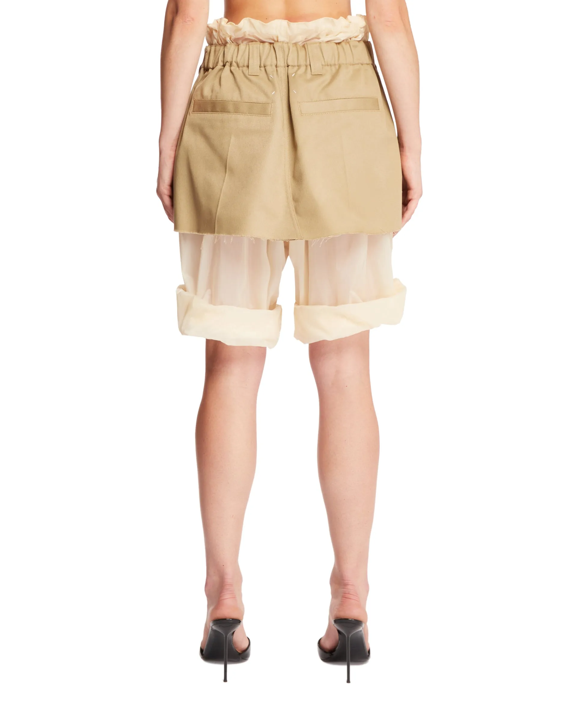 Beige Mini Skirt Shorts