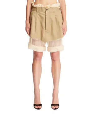 Beige Mini Skirt Shorts