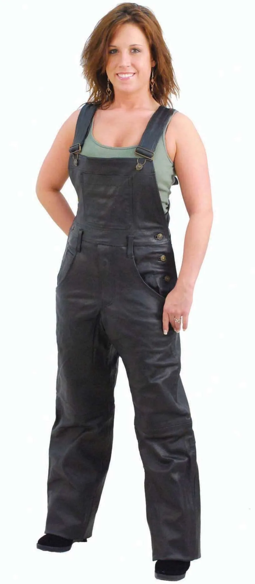 Biker Leather Bib Overalls #MP44K