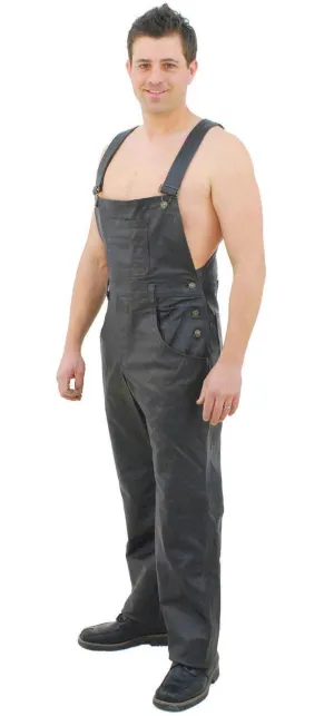 Biker Leather Bib Overalls #MP44K