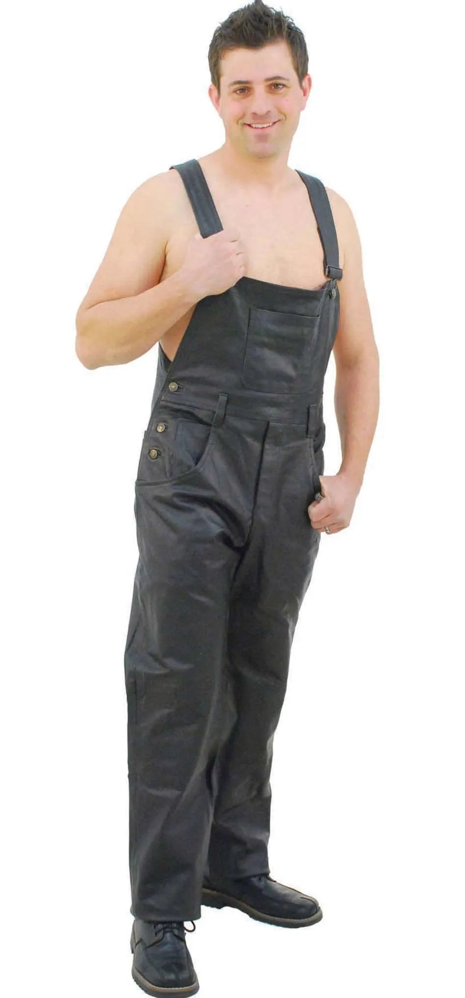 Biker Leather Bib Overalls #MP44K