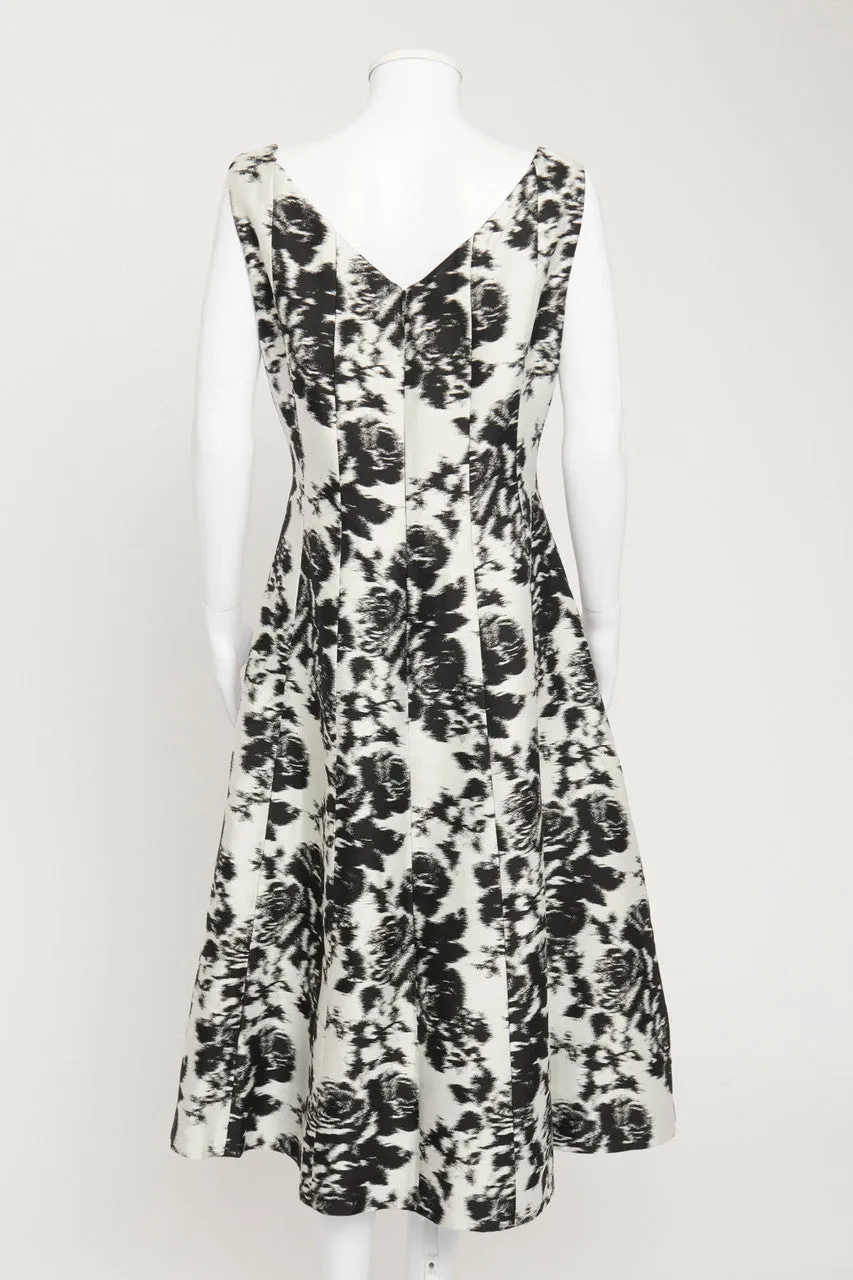 Black And White Sleeveless Midi Dress