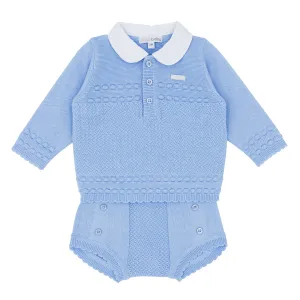 Blues Baby Boys Blue Valongo Collection Knitted Jam Pants Set *Preorder