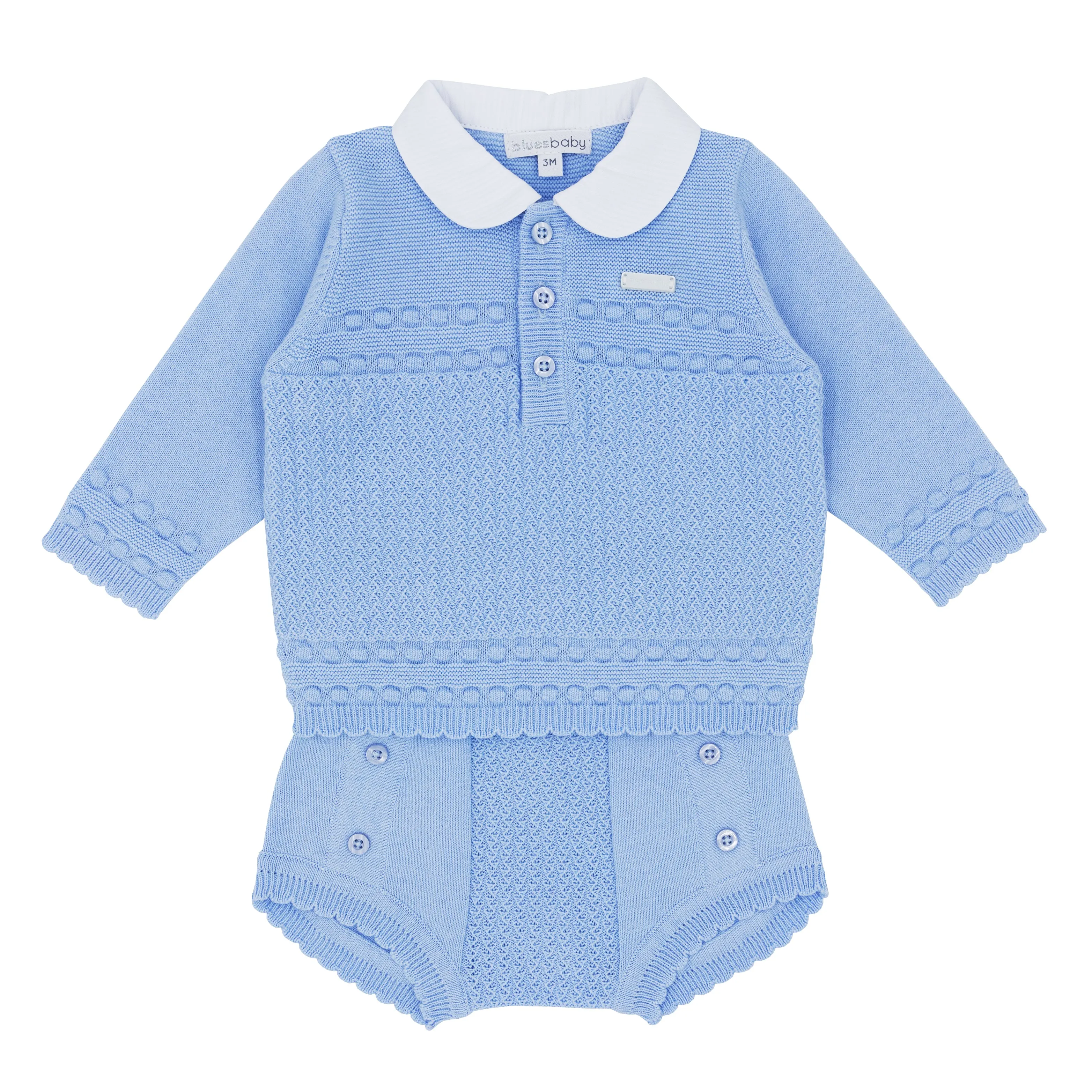 Blues Baby Boys Blue Valongo Collection Knitted Jam Pants Set *Preorder