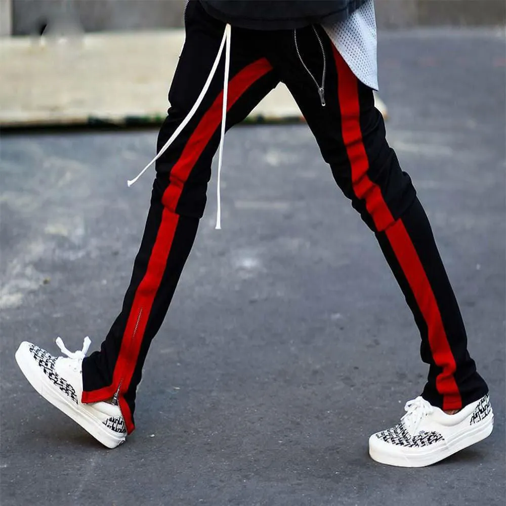 Bottom Zipper Detail Men Side Stripe Jogger Pants