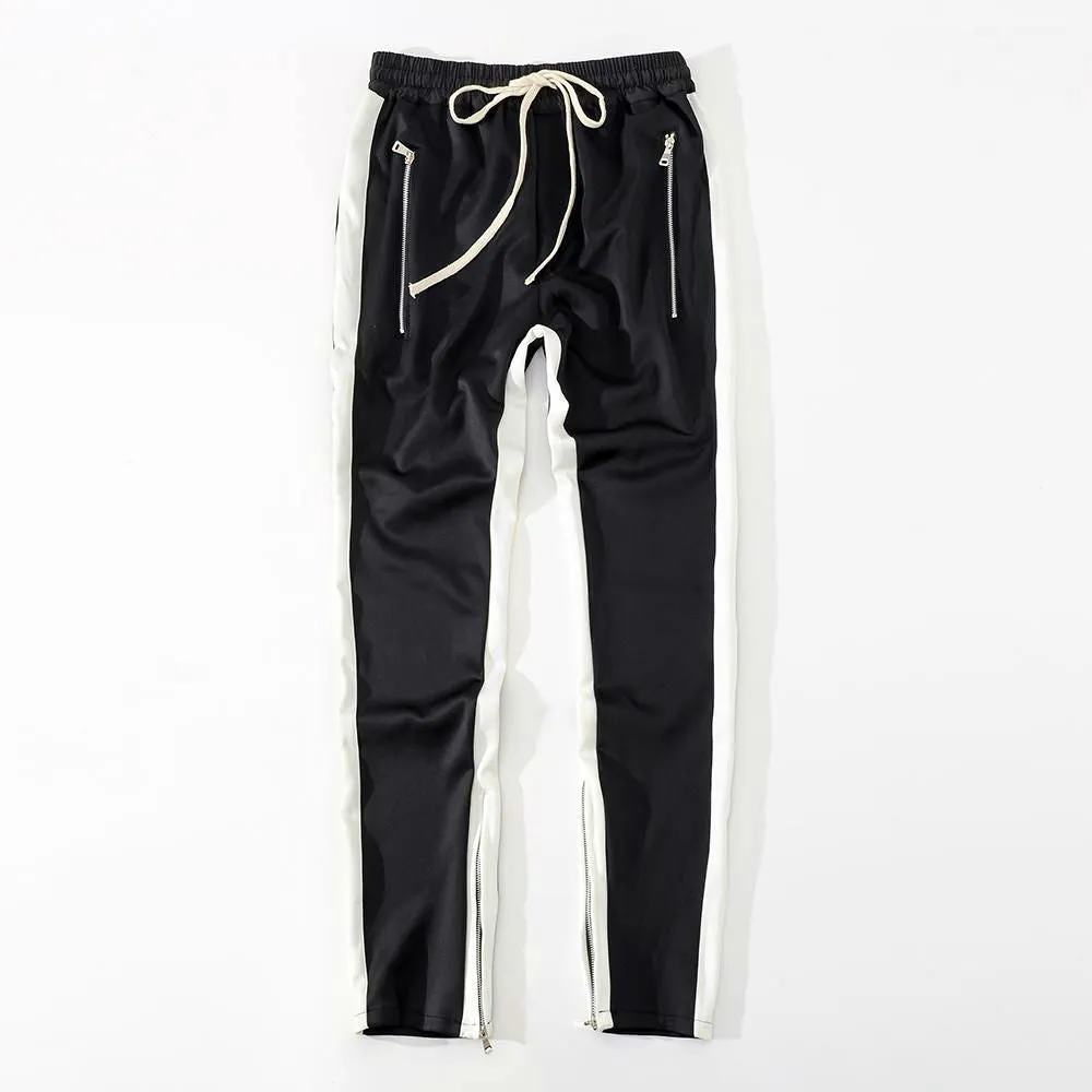 Bottom Zipper Detail Men Side Stripe Jogger Pants