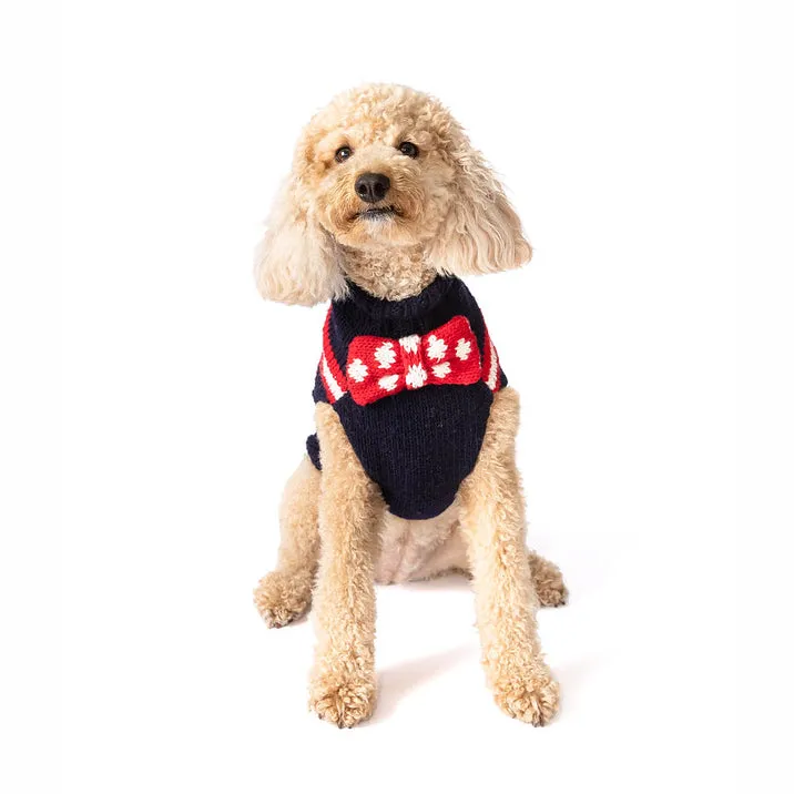 Bow Tie Wool Dog Sweater