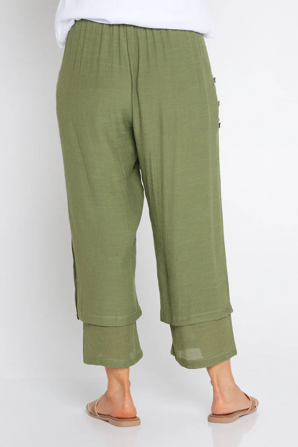 Brooke Layered Pants - Khaki