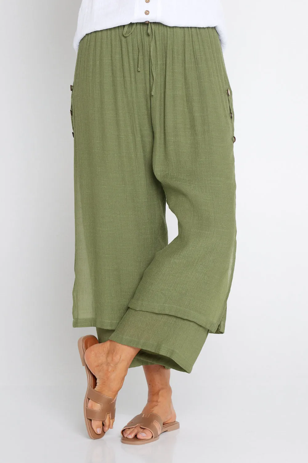 Brooke Layered Pants - Khaki