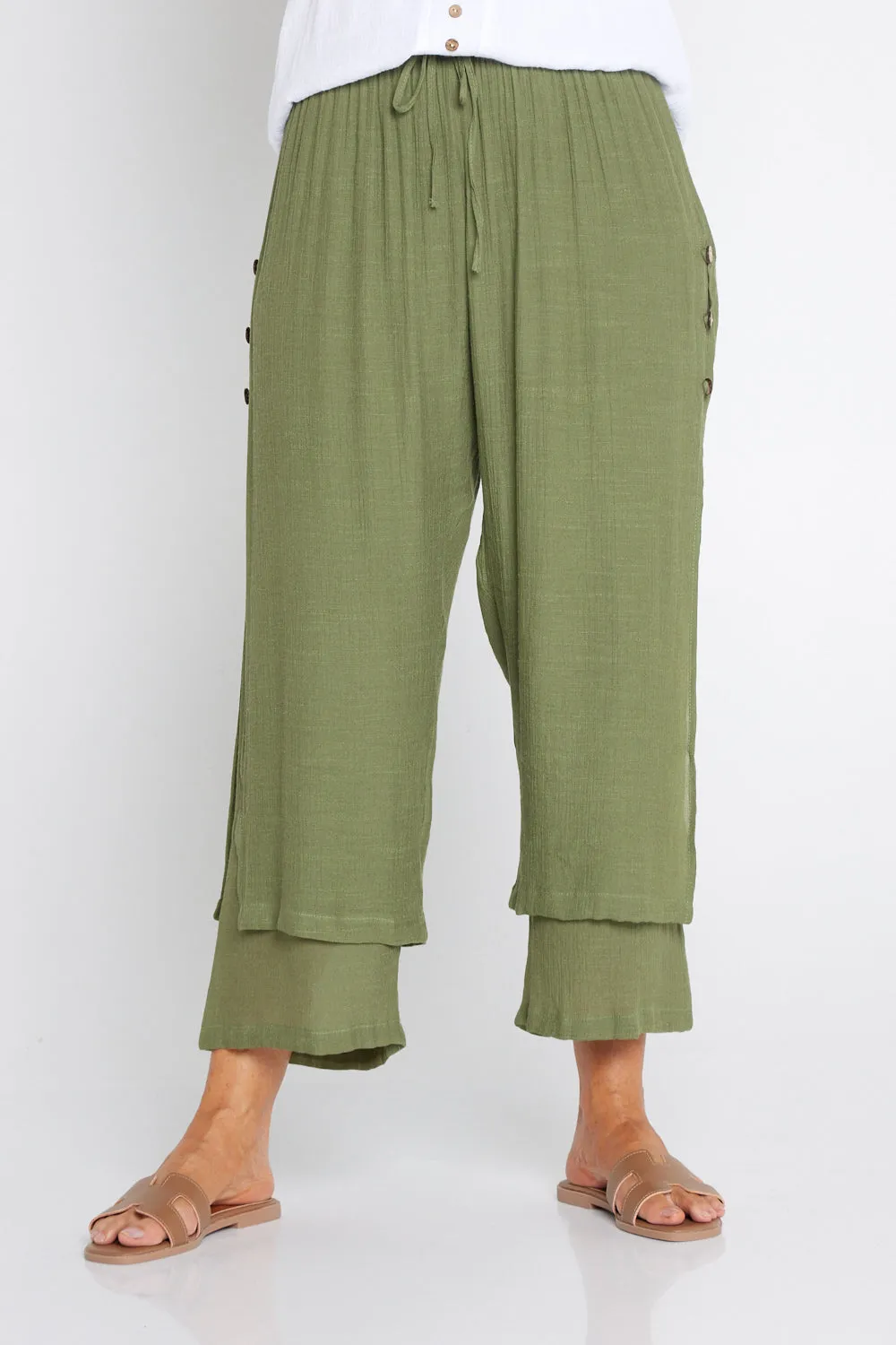 Brooke Layered Pants - Khaki