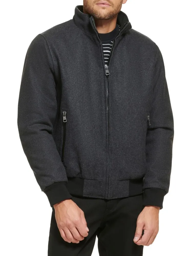 Calvin Klein Wool Bomber Jacket, Charcoal