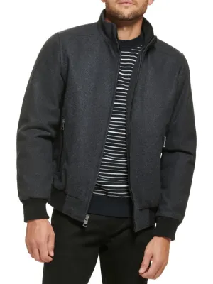 Calvin Klein Wool Bomber Jacket, Charcoal