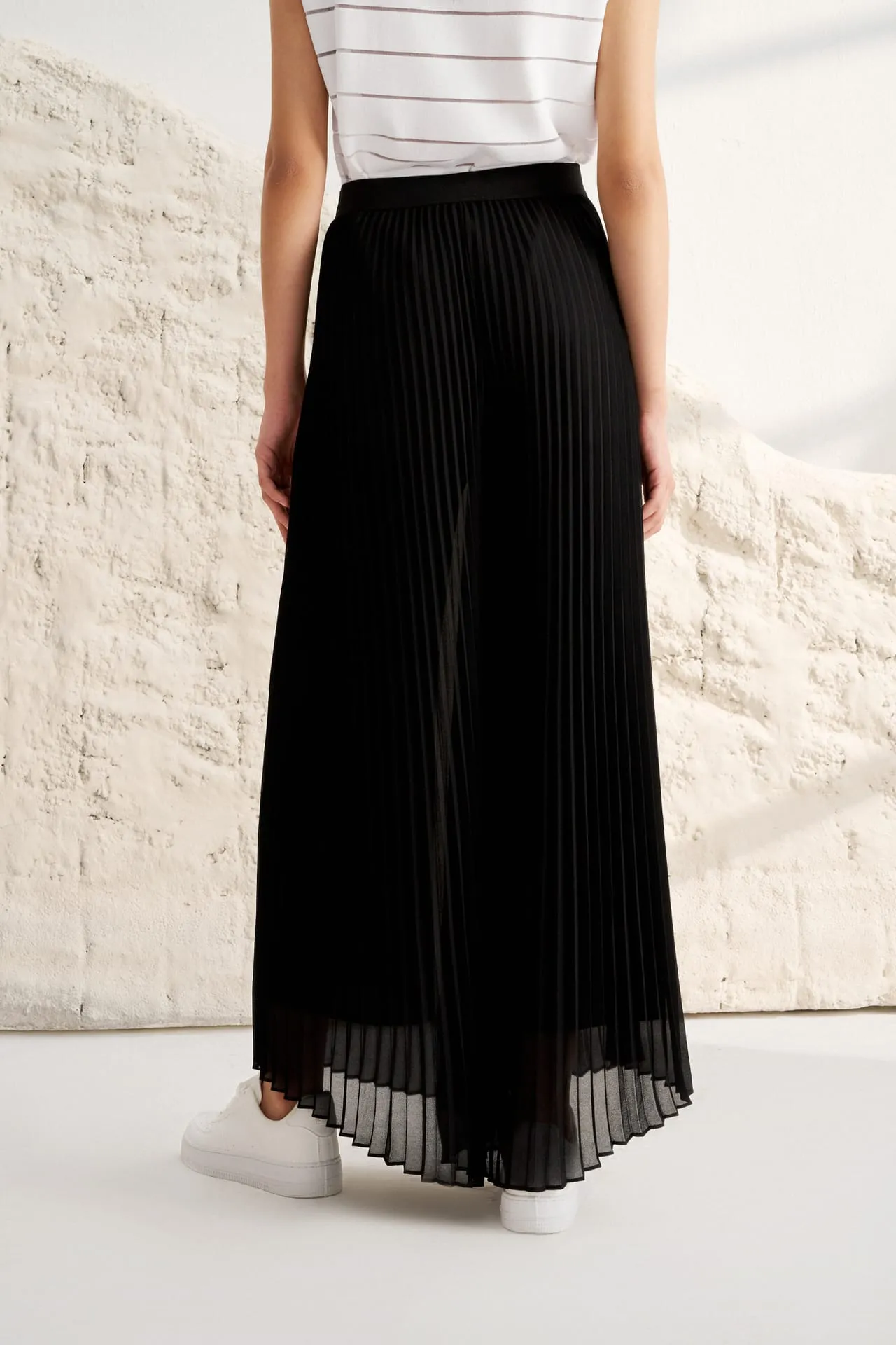 Chiffon Wide Leg Pleated Pants