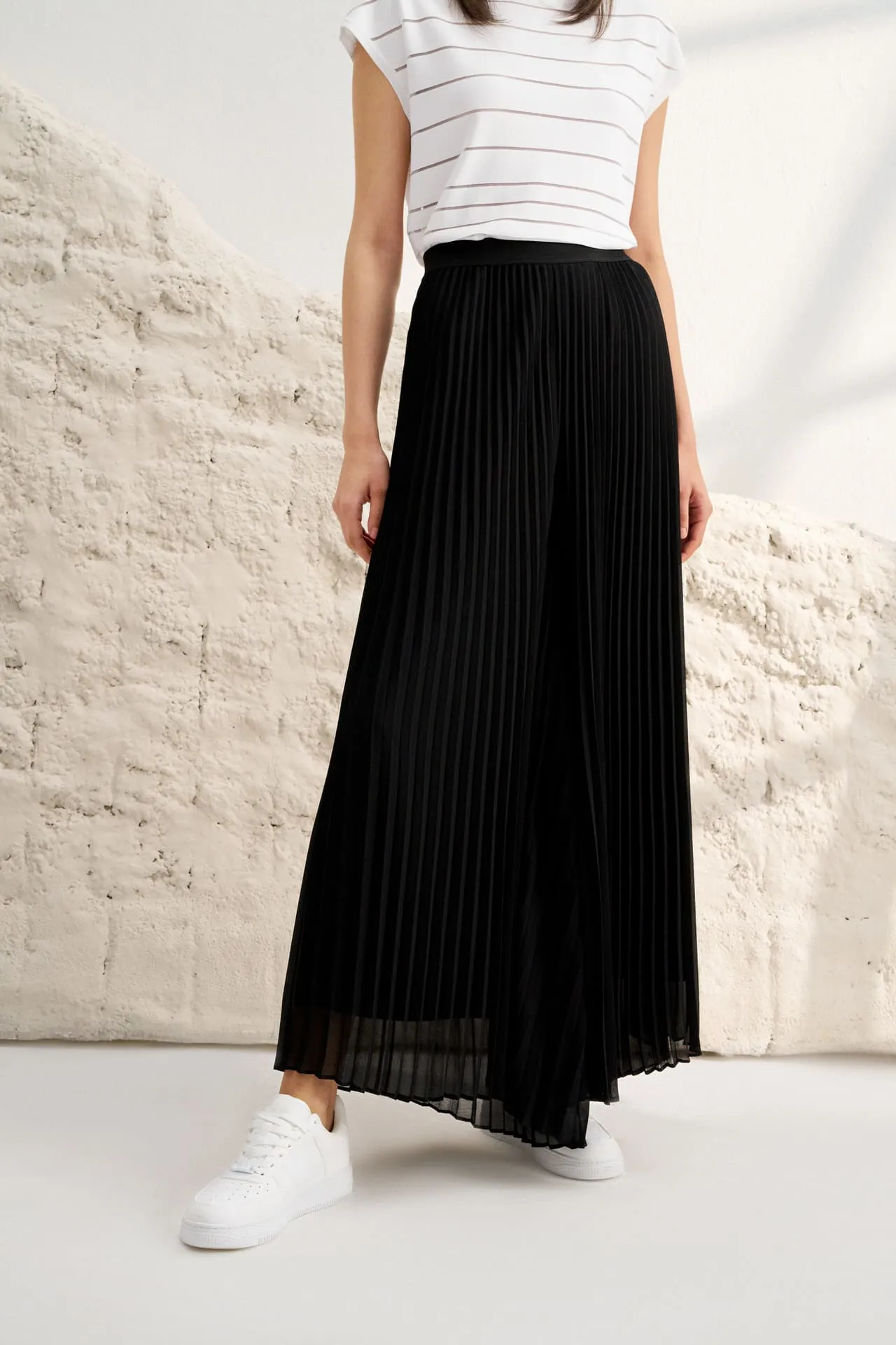 Chiffon Wide Leg Pleated Pants