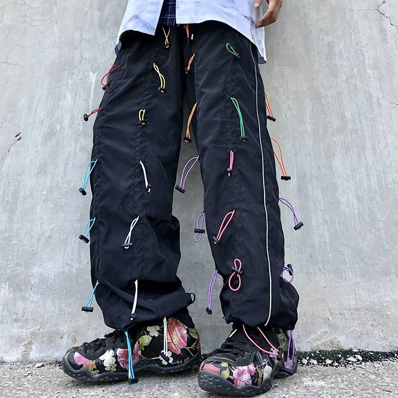 Colorful Drawstrings Decorated Loose Pants