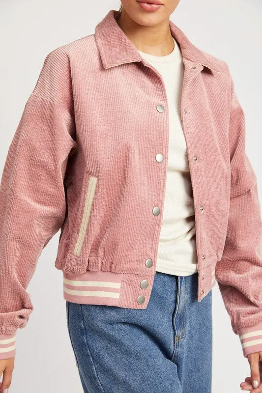 Corduroy Collared Bomber Jacket