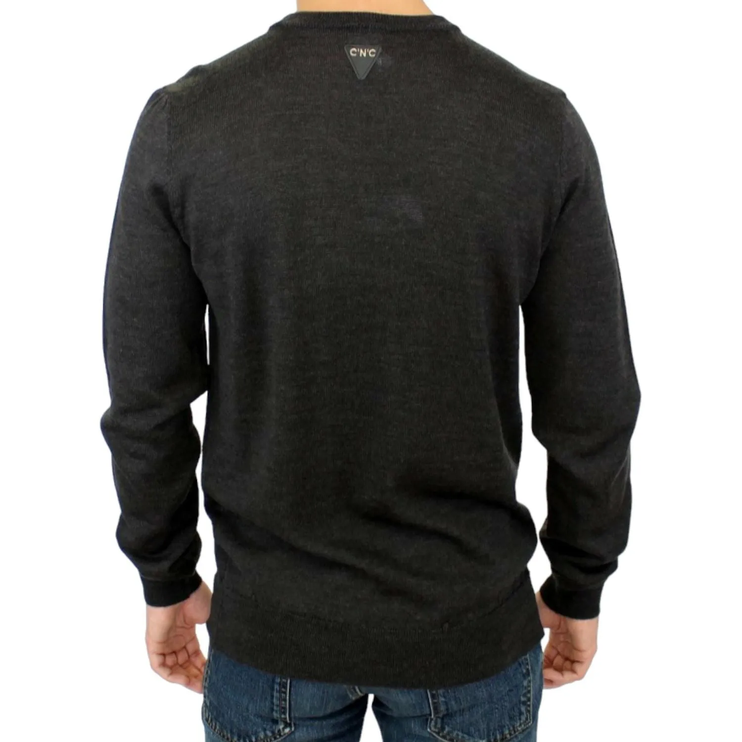 Costume National Elegant Gray Crewneck Sweater Pullover