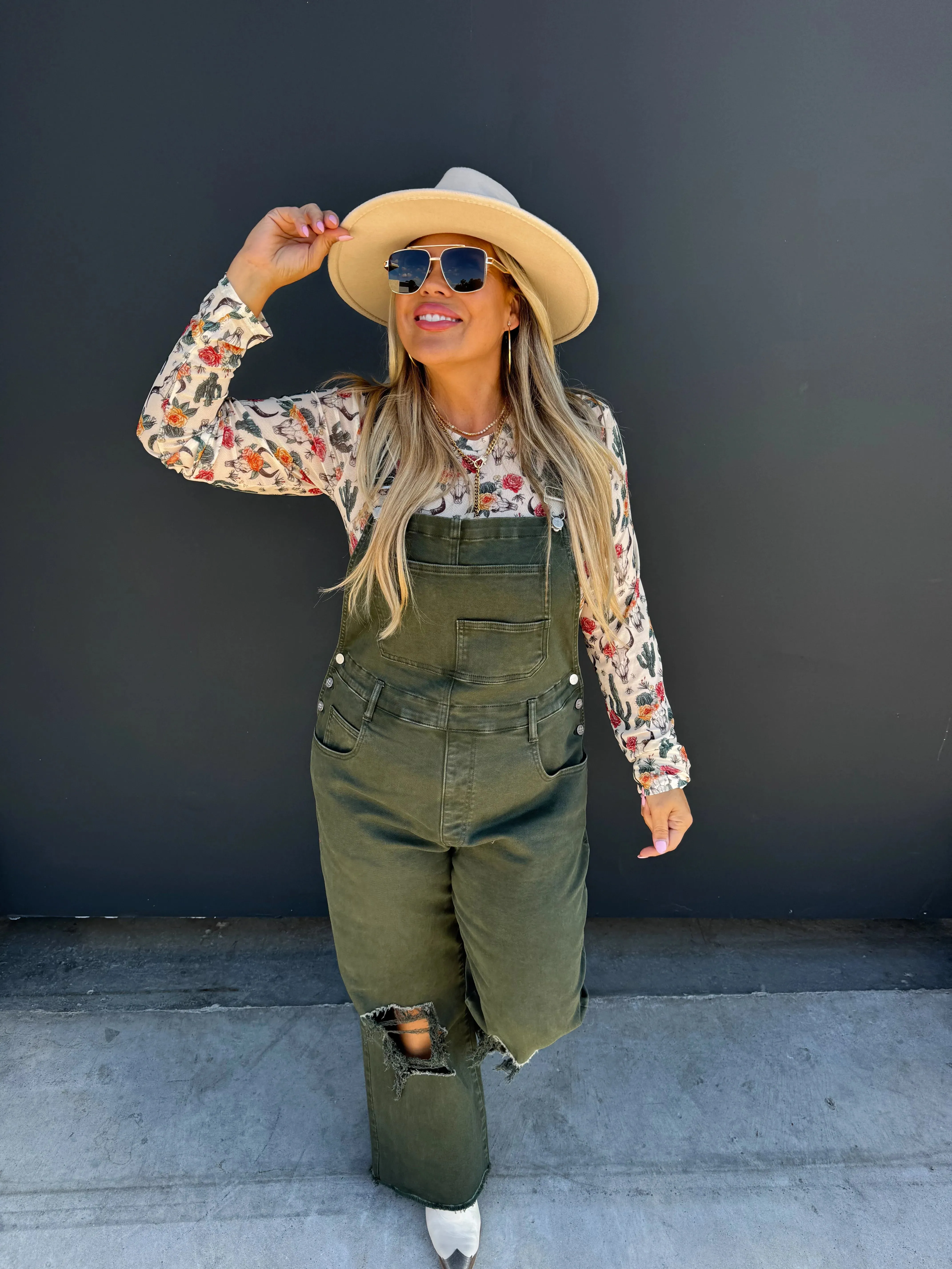 Dahlia Crop Overalls - Olive {Pre-Order}