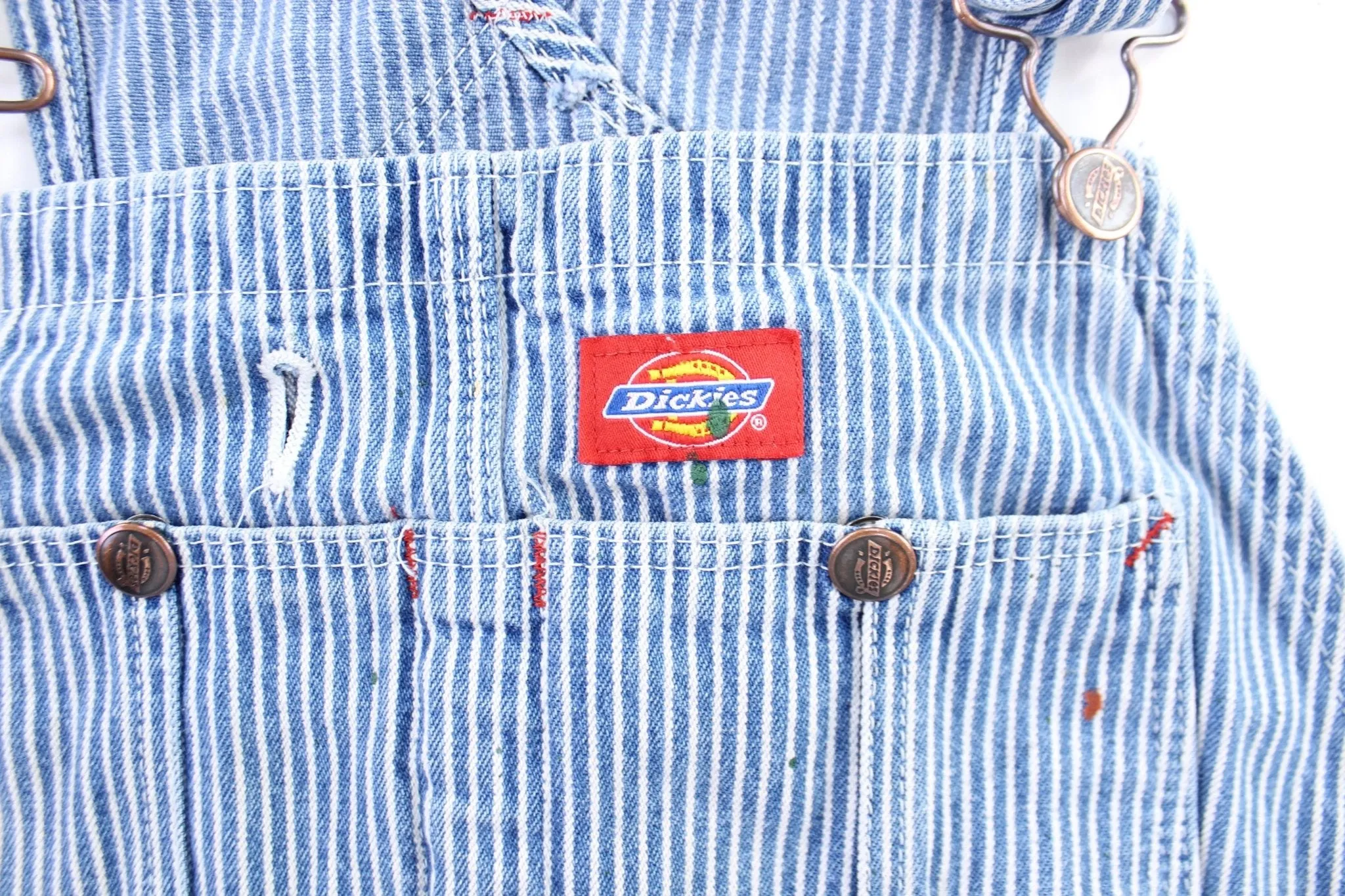 Dickie's Logo Patch Striped Overalls