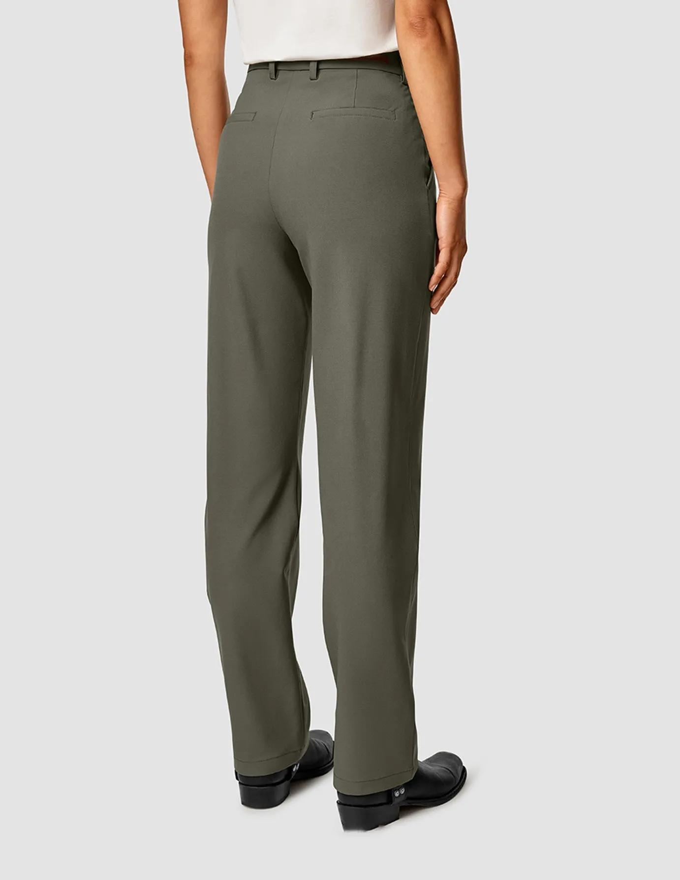 Essential Pants Straight Dark Olive