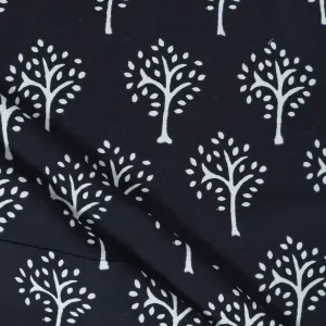 Floral Printed Black And White Cotton Material Fabric