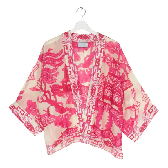 Giant Willow Pattern Fuchsia Pink Kimono