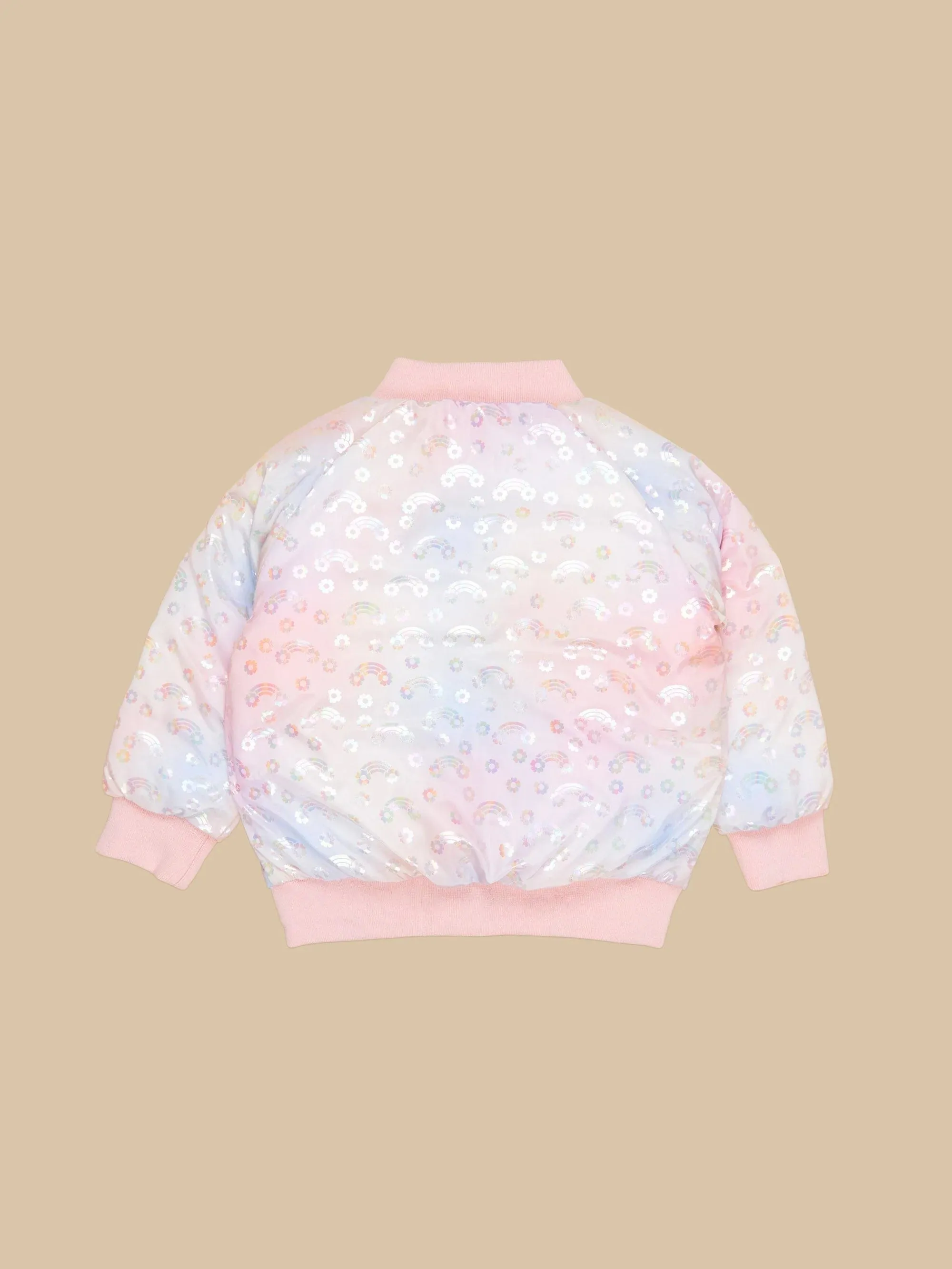 Girl rainbow reversible bomber