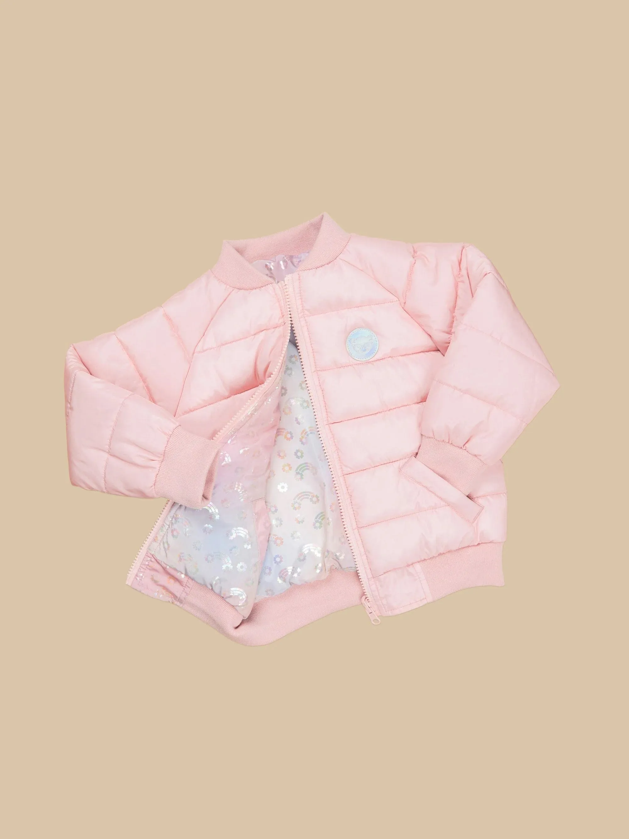 Girl rainbow reversible bomber