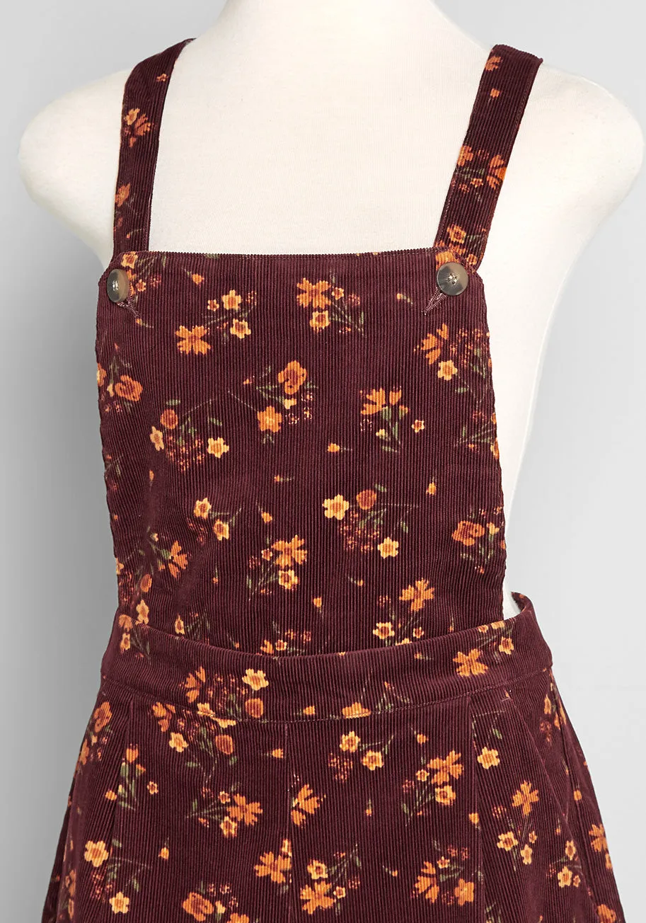 Golden Hour Flowers Cord Overalls