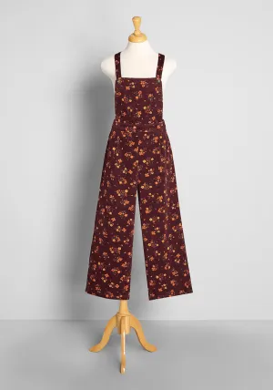 Golden Hour Flowers Cord Overalls