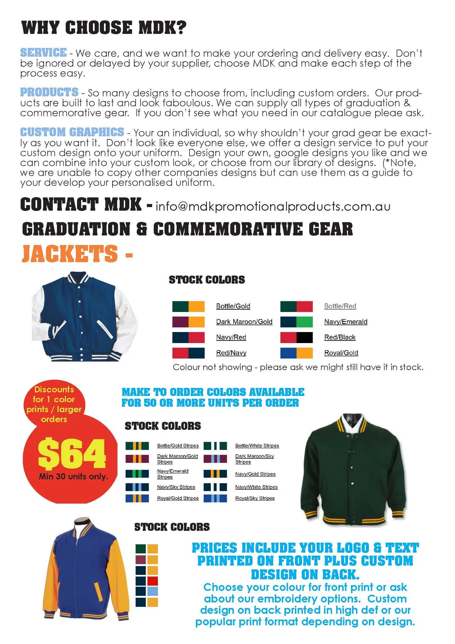 Graduation & Commemorative Jackets, Hoodies & Polo's