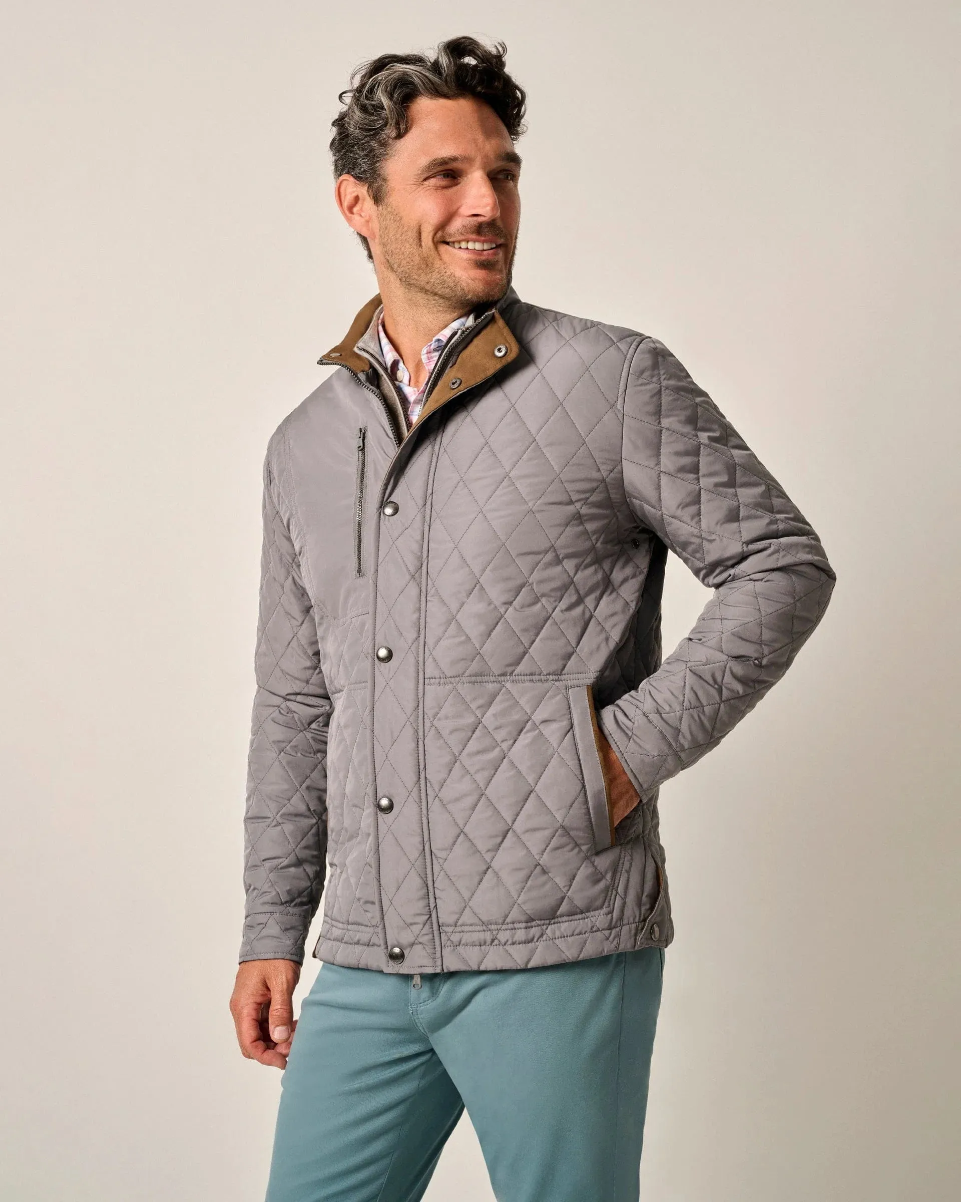 Juno Quilted Snap Jacket in Concrete by Johnnie-O