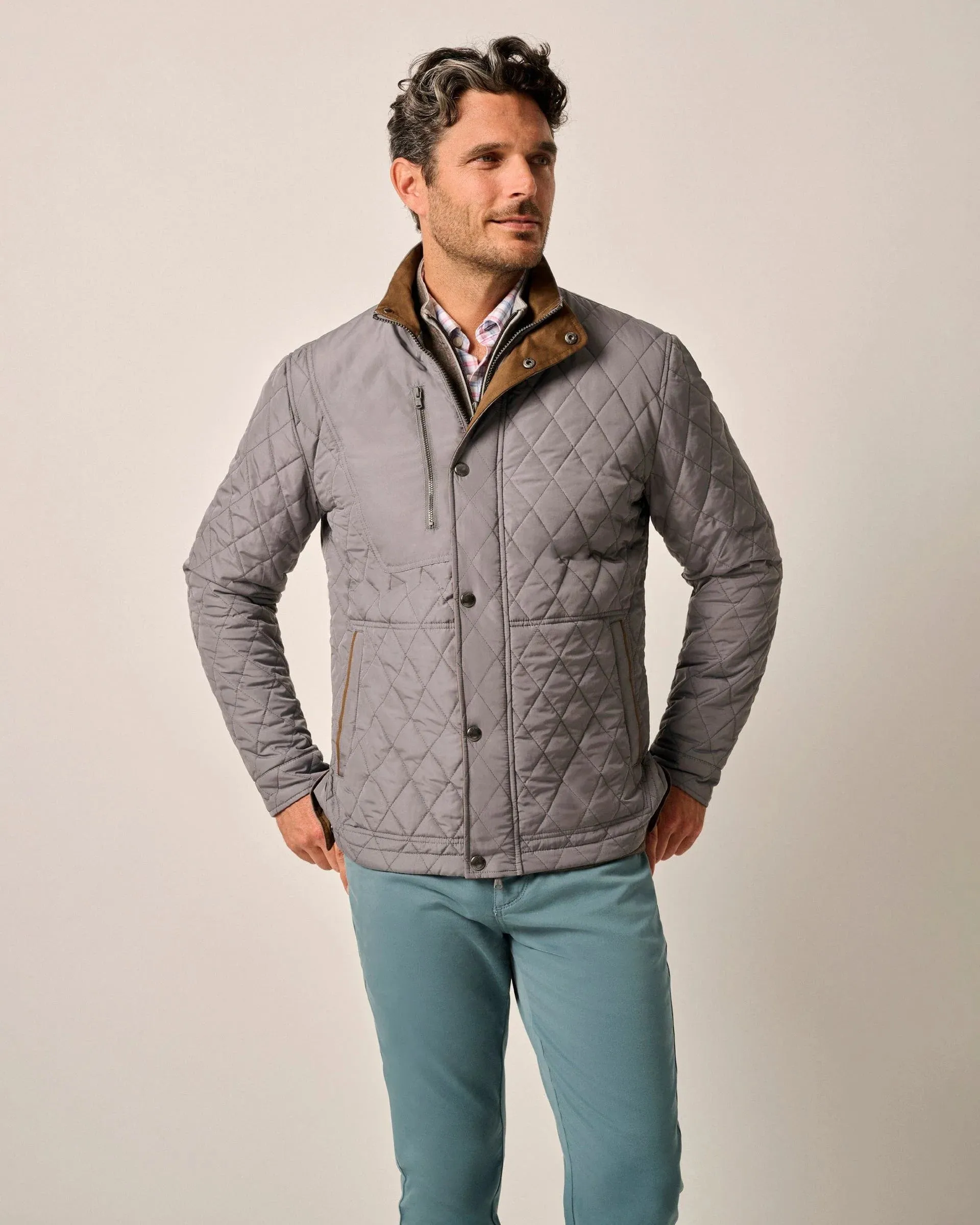 Juno Quilted Snap Jacket in Concrete by Johnnie-O