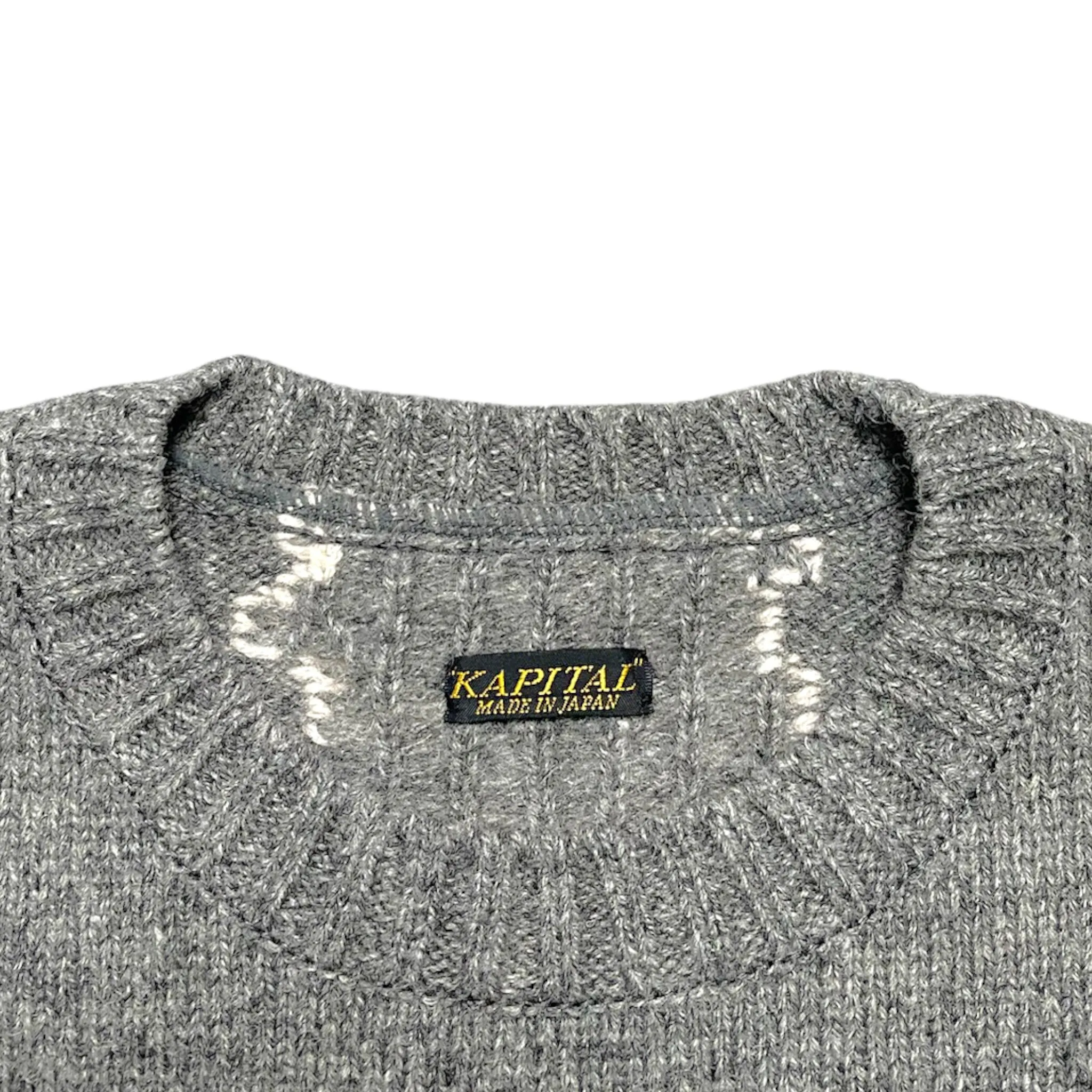 Kapital 5G Cotton Knit Bone Vest Grey