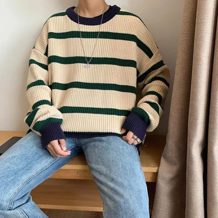 [Korean Style] 2 Colors Striped Woolen Sweaters