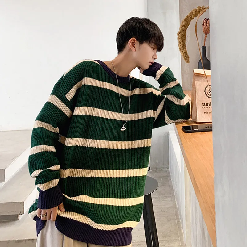 [Korean Style] 2 Colors Striped Woolen Sweaters