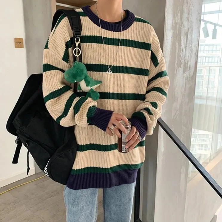 [Korean Style] 2 Colors Striped Woolen Sweaters