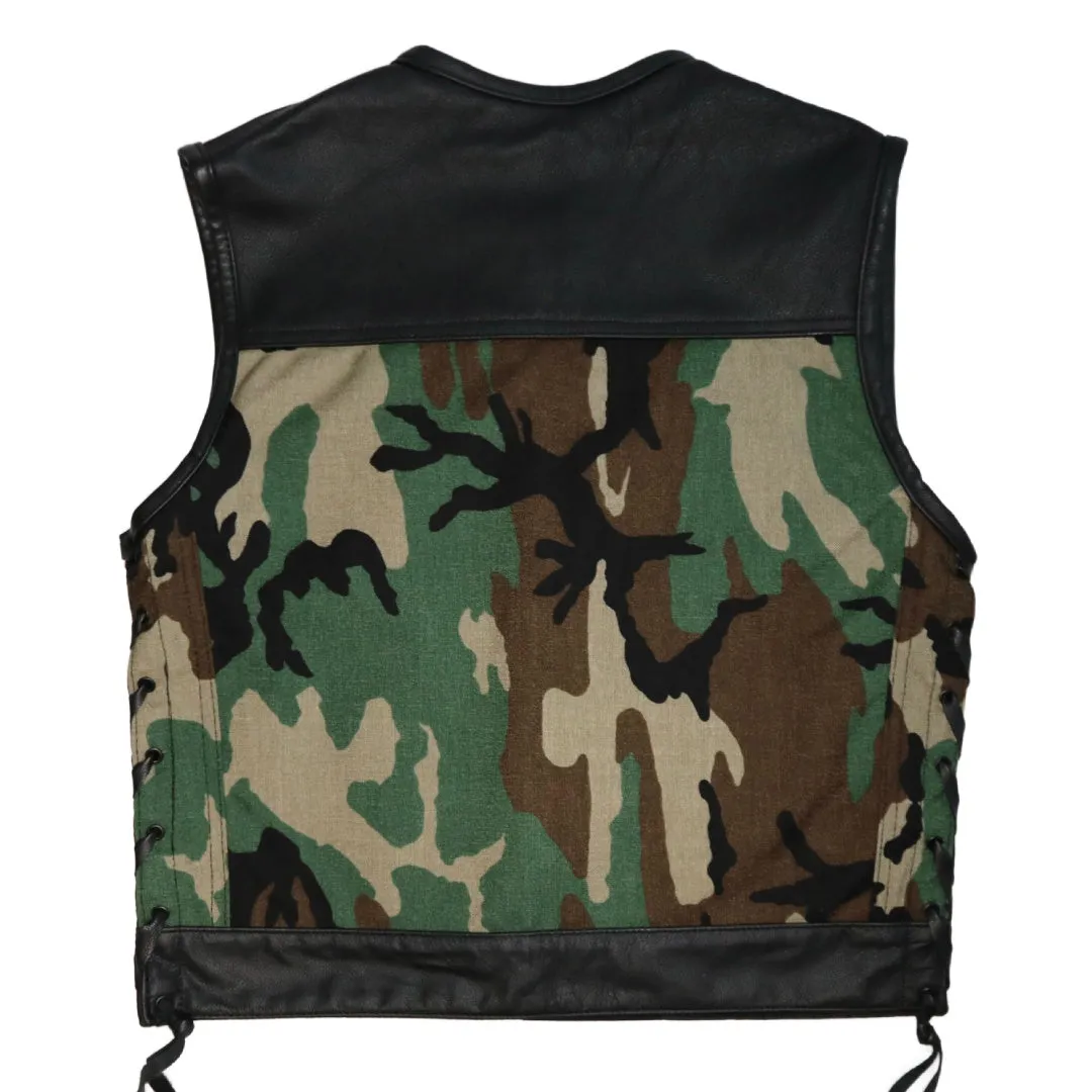 Legendary 'Camo Club' Cordura & Leather Motorcycle Vest