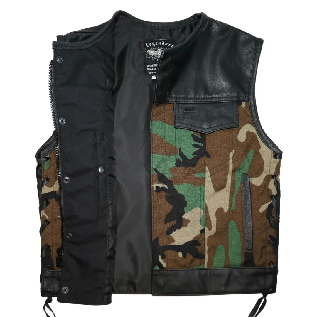 Legendary 'Camo Club' Cordura & Leather Motorcycle Vest