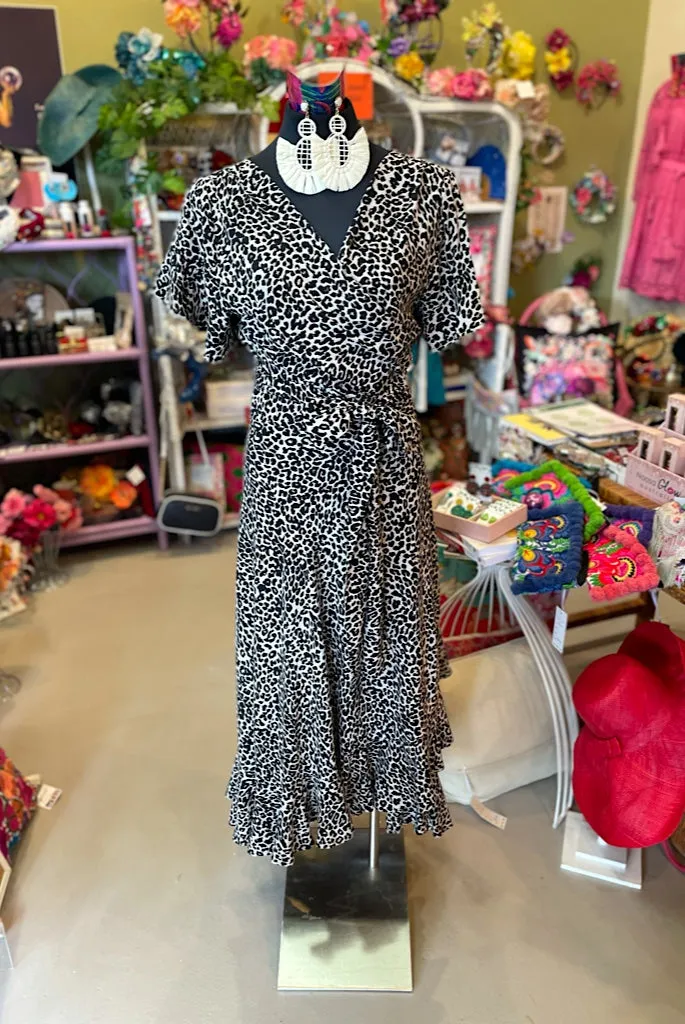 Leopard Print Wrap Frill Dress  - Custom Design by SFH