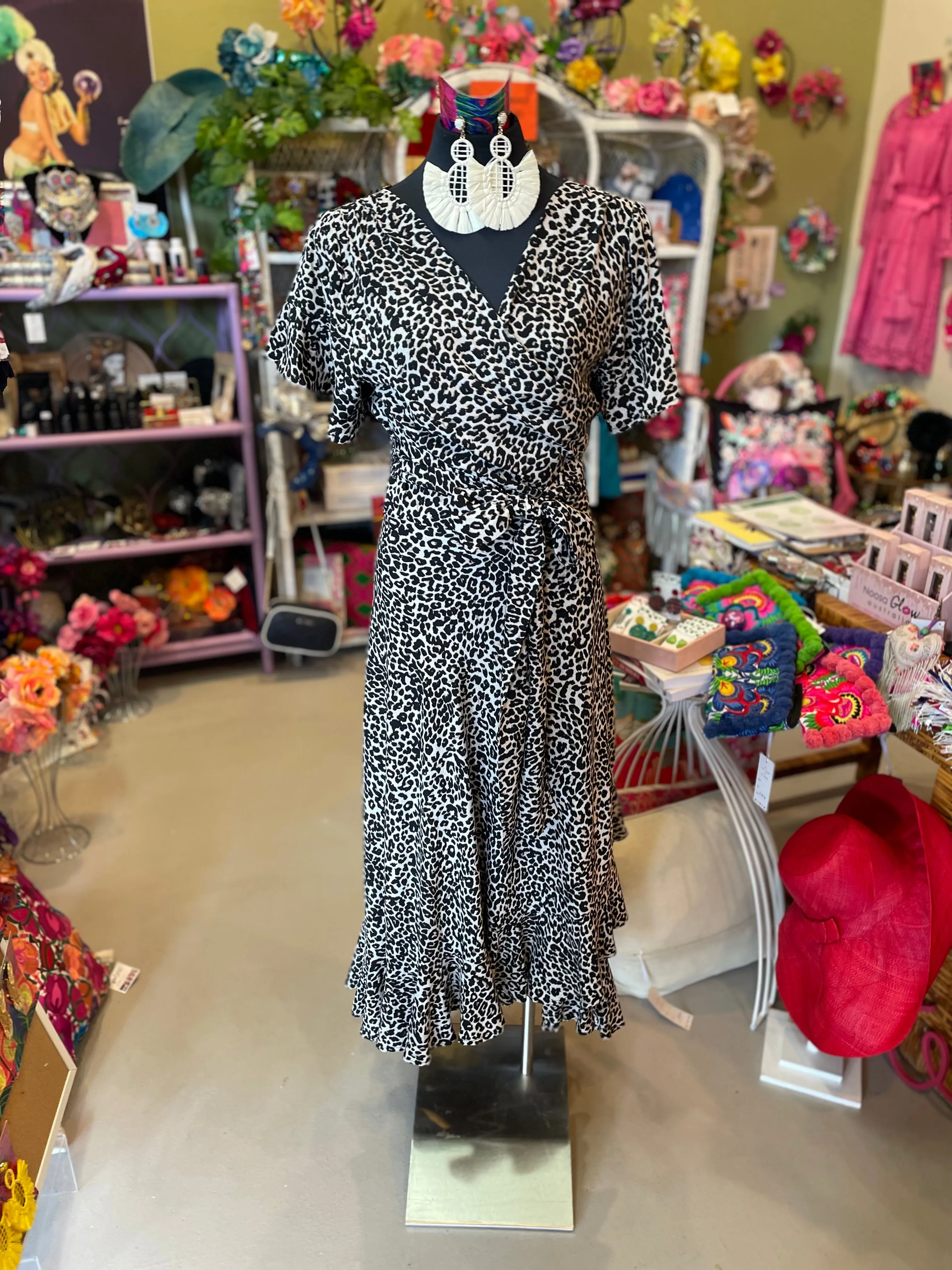 Leopard Print Wrap Frill Dress  - Custom Design by SFH