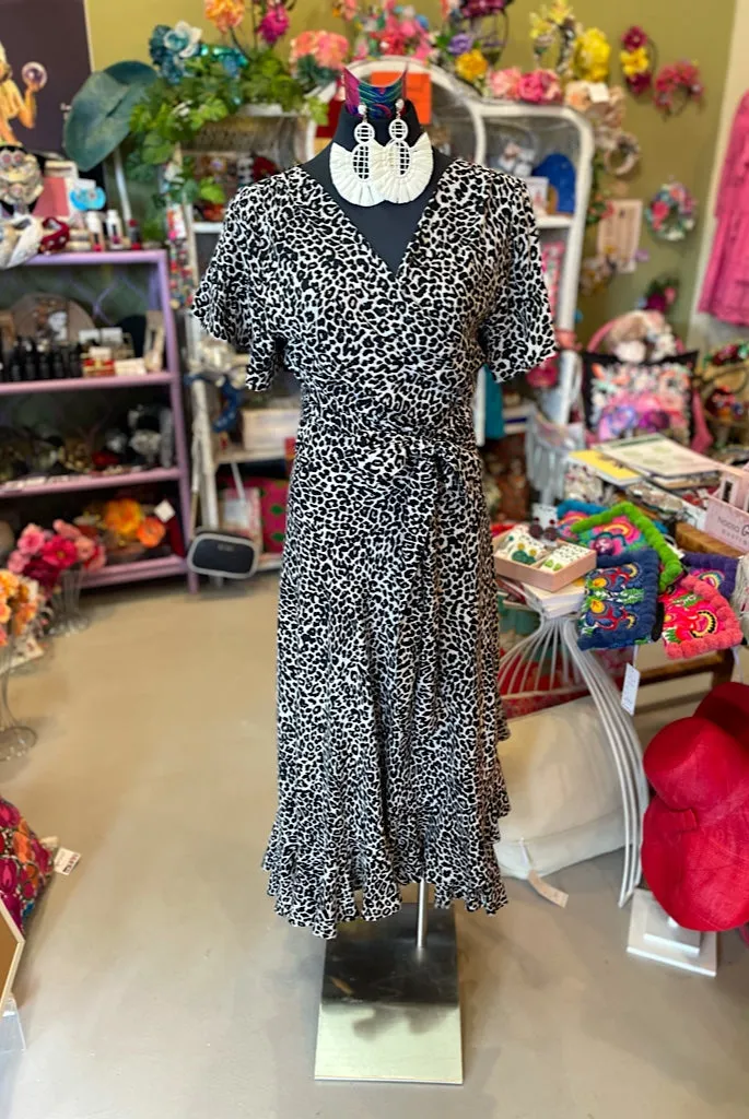 Leopard Print Wrap Frill Dress  - Custom Design by SFH