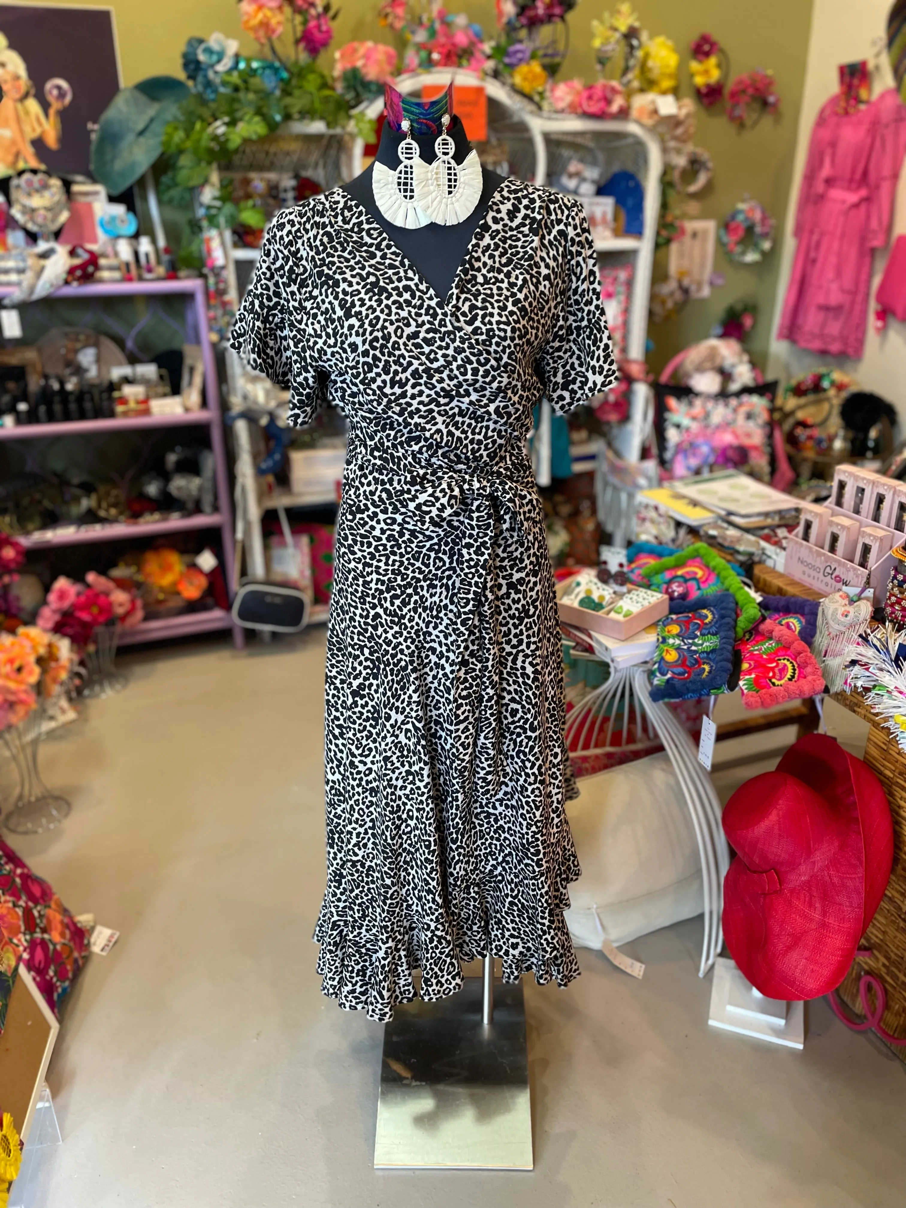 Leopard Print Wrap Frill Dress  - Custom Design by SFH