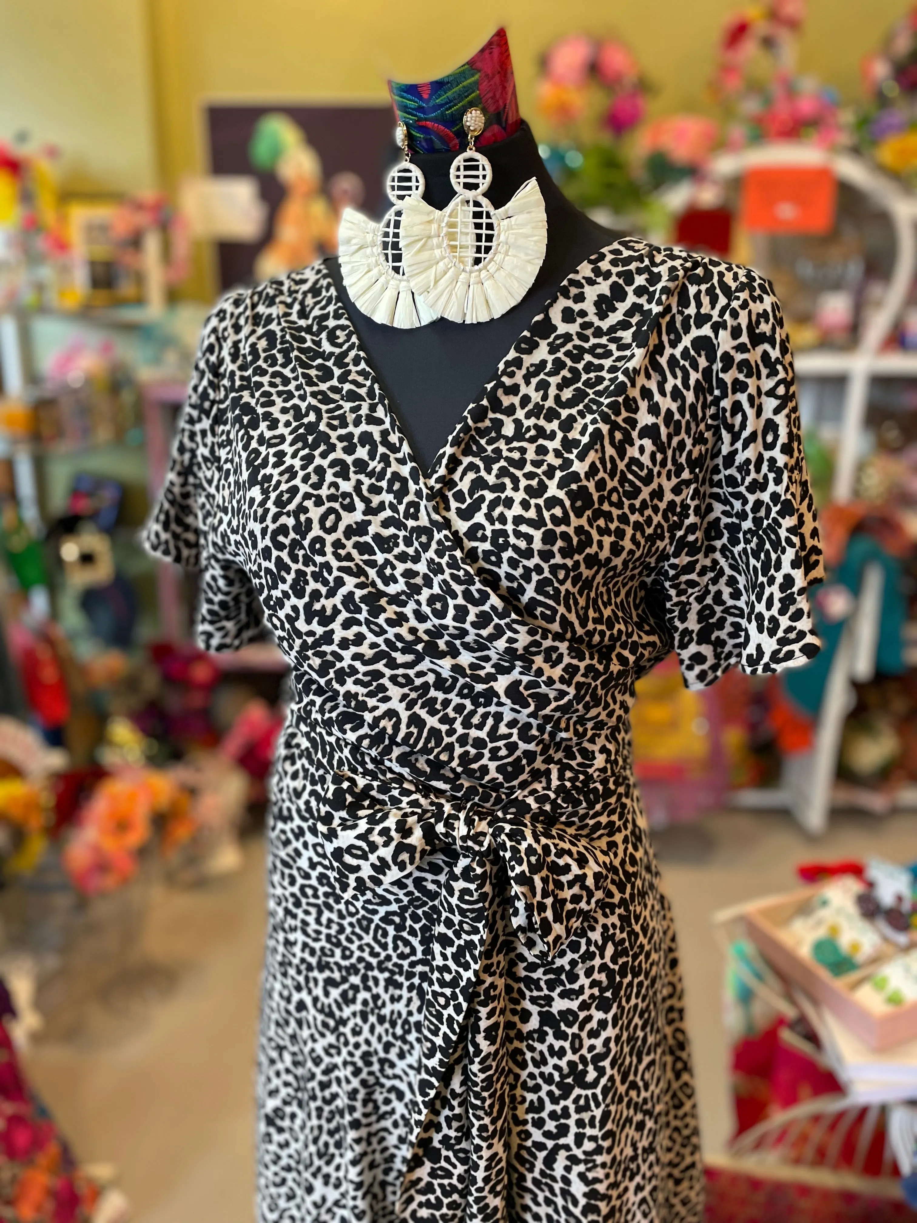 Leopard Print Wrap Frill Dress  - Custom Design by SFH