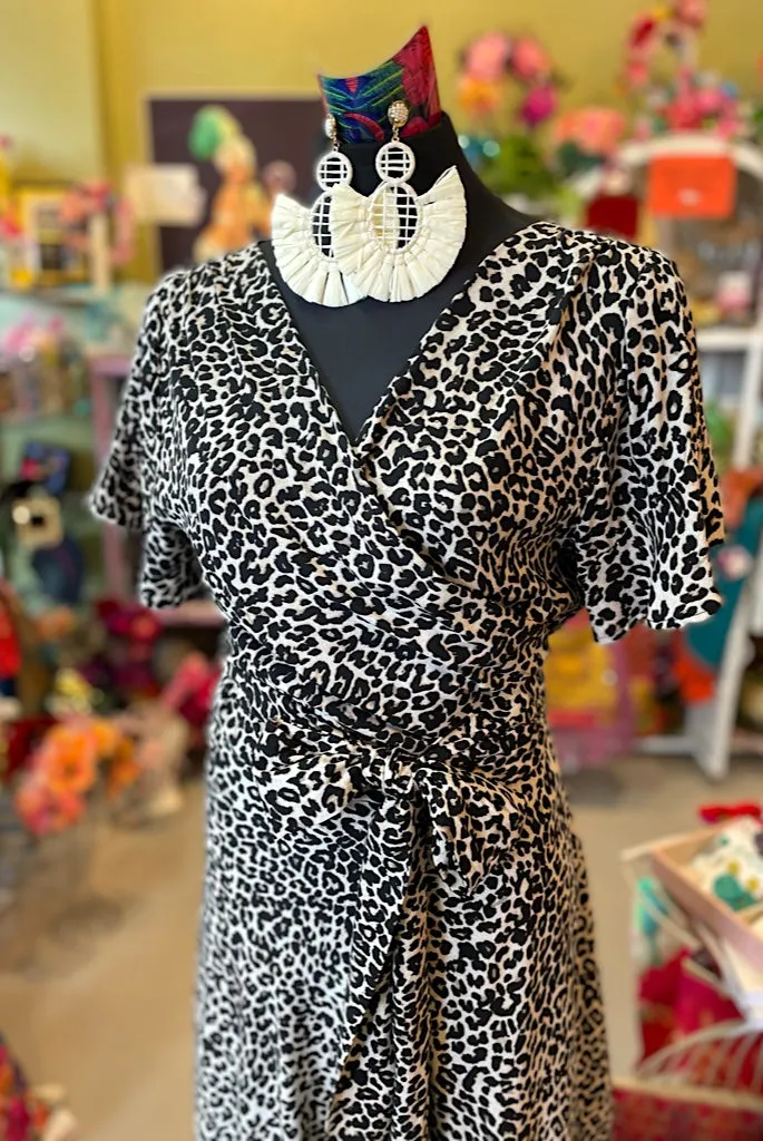 Leopard Print Wrap Frill Dress  - Custom Design by SFH